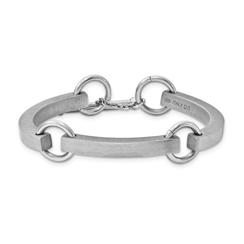 Sterling Silver, Rhodium Plated Link Bracelet